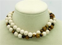 Tigers Eye Carved Bead Necklace