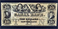 1800's $10 Canal Bank Obsolete Note
