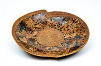 Large Leaf Design Wicker & Plastic Boho Bowl
