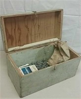 Wooden Storage Box W/ Lot Of Nails