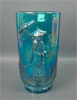 Fenton Sapphire Blue Carnival Glass Emporer Vase