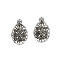 Genuine Marcasite Pavé Stud Earrings