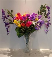 Beautiful Faux Floral Arrangement in Glass Vase