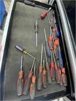 Drawer of Screwdrivers-Snap on & others