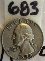 1958D Washington Silver Quarter