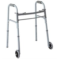 Medline Two-Button Folding Walkers with Wheels, Ba