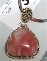 Sterling Silver Strawberry Quartz Pendant Necklace