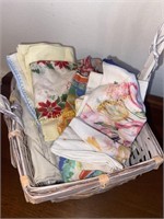 Basket of vintage handkerchiefs