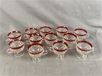 12 Windsor Diamond Ruby & Clear Punch Bowl Cups