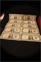 Lot of 10 $1 Silver Certificates