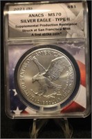 2021-S MS70 Type 2 1oz .999 Pure Silver Eagle