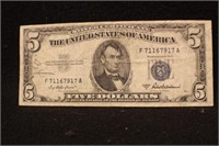 1953-A $5 Silver Certificate Legal Tender Bank