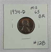 1934-D  Lincoln Cent   MS-65 BR