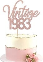 1 PCS Vintage 1983 Cake Topper Glitter Happy 40th