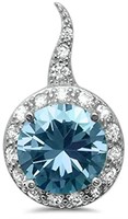 Round 4.00 ct Aquamarine Designer Pendant