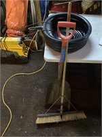 Various Hand Tools - Shovel, Broom, Oil Drain Pan