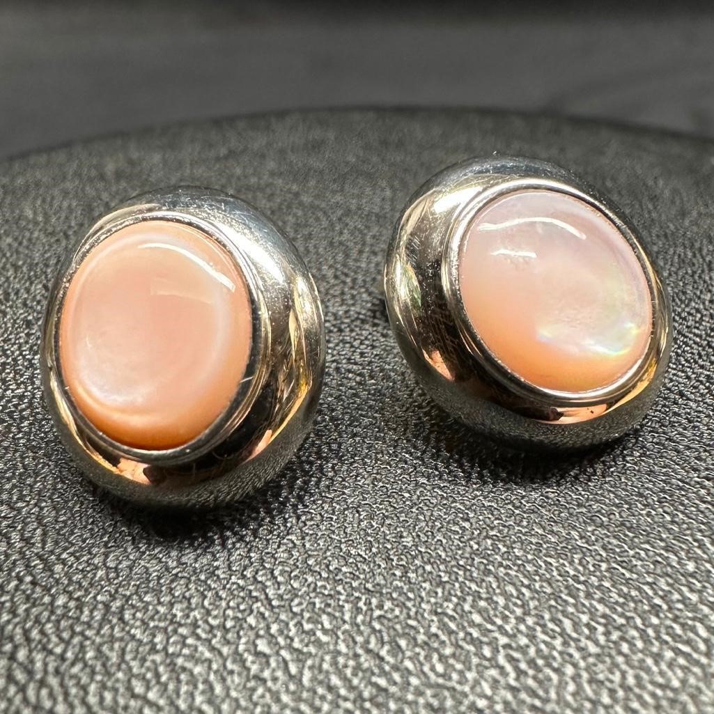 Sterling Silver Pink Mother of Pearl Earrings