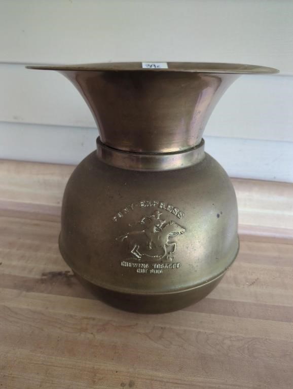 Brass Pony Express spittoon