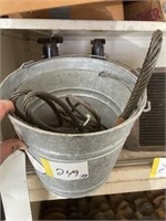 Galvanized bucket, pull cable