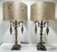 Pair of Gorgeous Vintage Marble Base Lamps