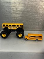 2 yellow school buses
