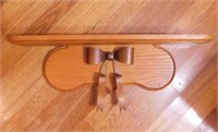Hand crafted oak wall shelf w/ plate rack, 23"