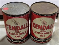 2 KENDALL 2000 MILE OIL FULL TIN CANS