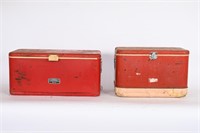 Vintage Red Metal Thermos Brand Ice Chests