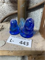 (2) Blue Glass Birds
