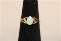 10kt yellow gold Opal & Diamond Ring featuring