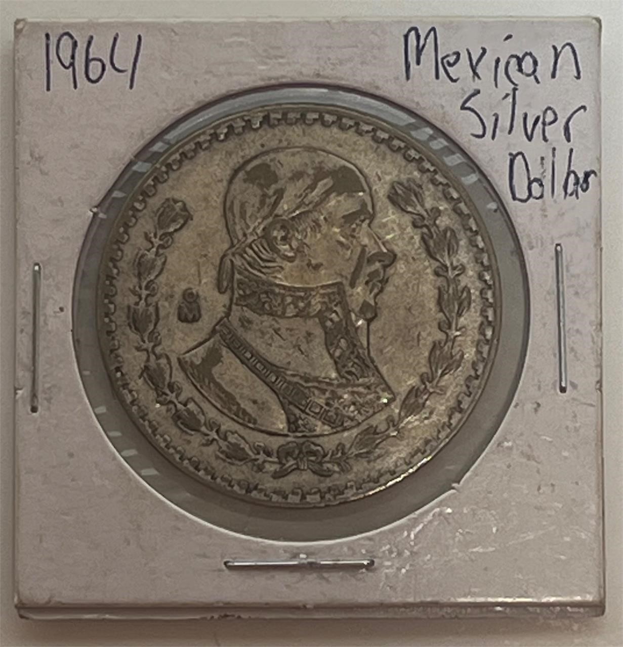 1964 Mexican Silver Dollar