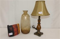 Vase, Cat and Small Table Lamp