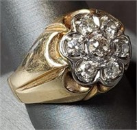 10 Karat Yellow Gold & Diamond Men's Ring