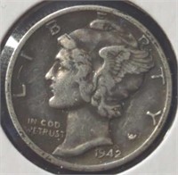 Silver 1942 Mercury dime