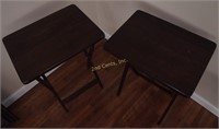 2 Dark Wood Folding Tray Table