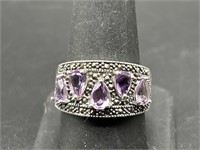 925 Silver and Purple Stone Ring Size 10
Tw