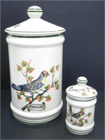 2 HANDPAINTED LIDDED JARS-ITALY