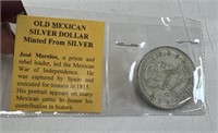 Old Mexican Silver Dollar Minted from Silver