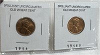 2 Brilliant Uncirculated Old Wheat Cents