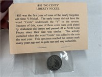 1883 “No Cents” Liberty Nickel