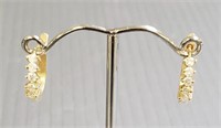 14k gold & diamond hoop earrings 3.2 grams