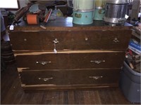 Three Drawer Wood Dresser with Metal Pulls