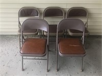 5 HAMPDEN LEATHER PADDED FOLDING CHAIRS