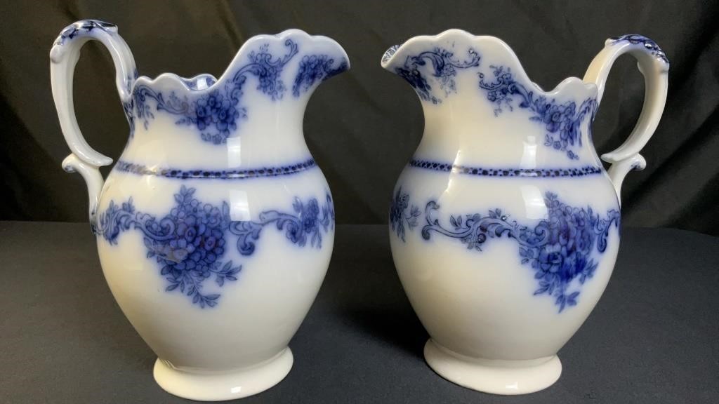 Antique Furnivals England Flow Blue Pitchers