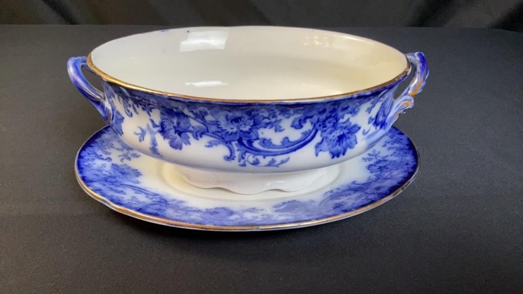 Melrose Flow Blue Serving By Doulton Burslem