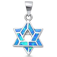 Blue Opal Star Of David Pendant