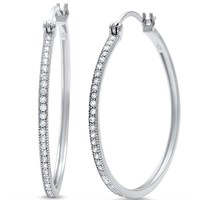 Quality 2.00 ct White Topaz Hoop Earrings