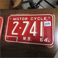 1964 NB MOTORCYCLE LICENCE PLATE W/ ORIG PKG