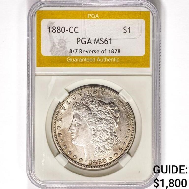 1880-CC 8/7 Morgan Silver Dollar PGA MS61 REV 78