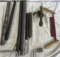 Metal pole pieces, hand, drills, hand blade